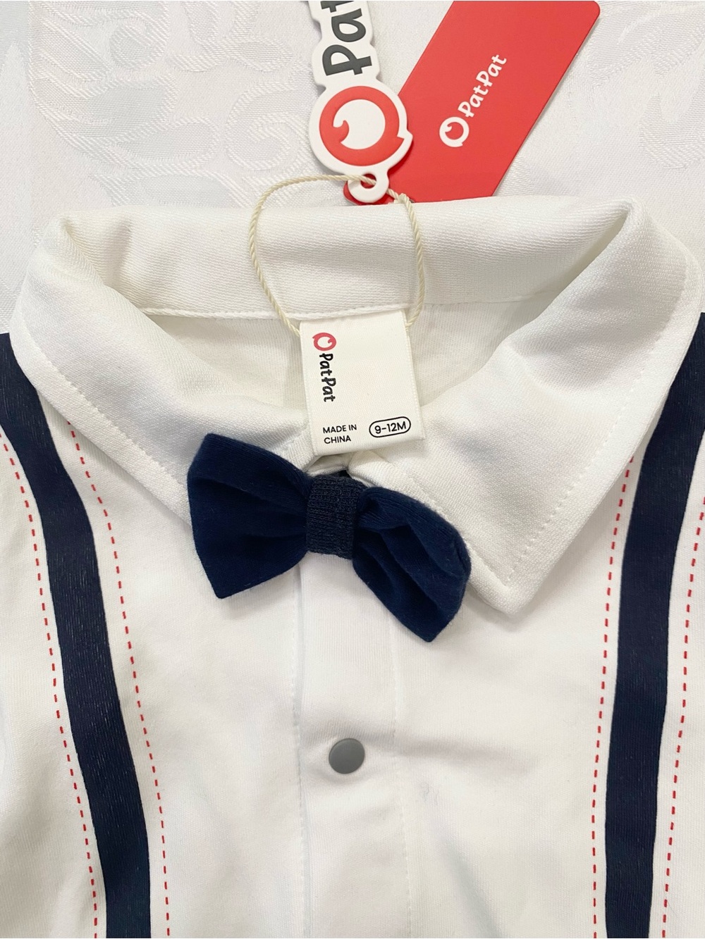 Baby Boys Gender Neutral Long Sleeve Button Bow Tie Romper Jumpsuit, Size 9-12M - Picture 15 of 16